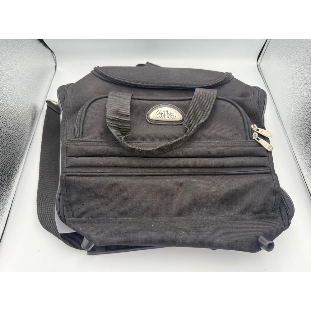 Bob Mackie Black Rolling Luggage Bag Carry On Travel Suitcase with Shoulder trap